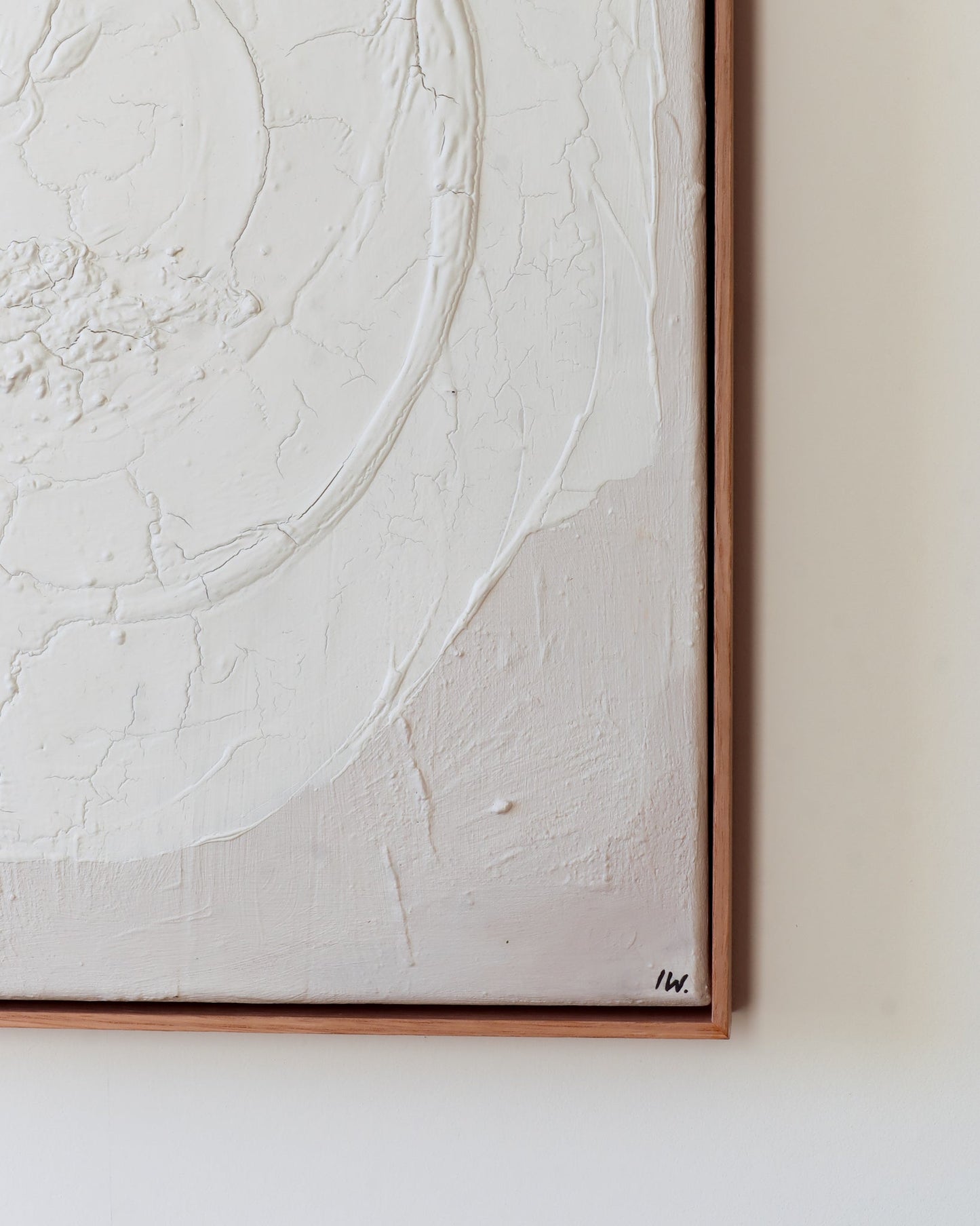 Sfeeropname LUNA beige 40×50, abstract schilderij — Iris Wies