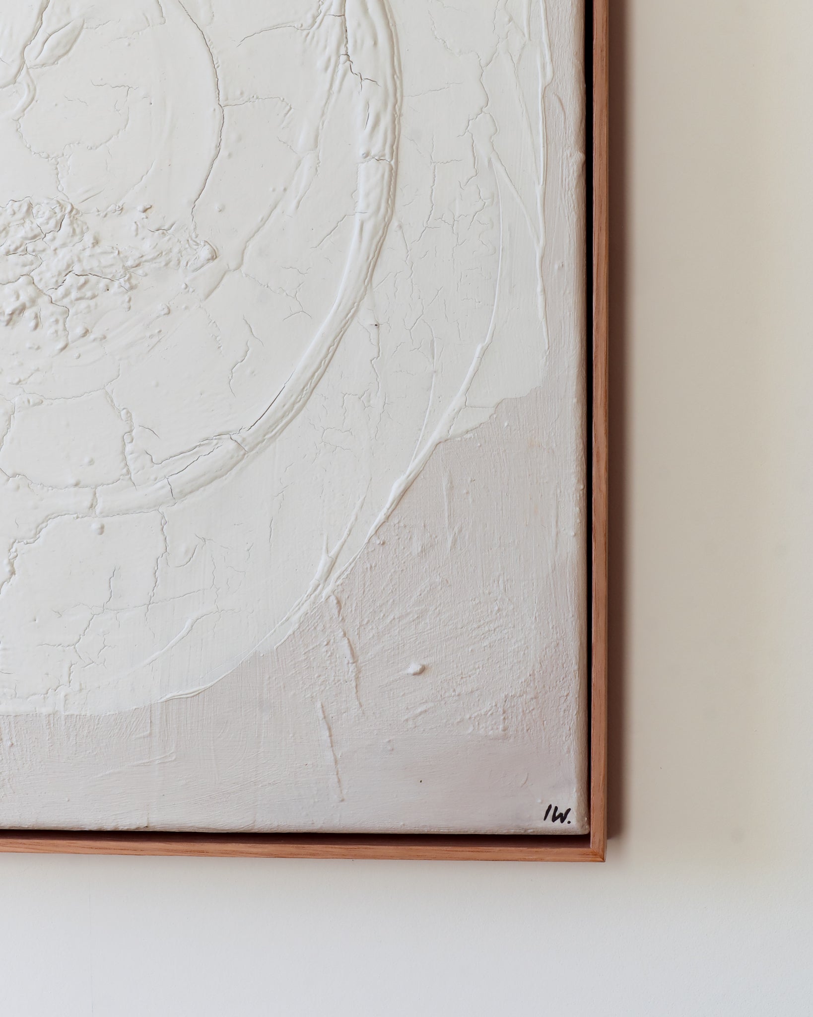 Sfeeropname LUNA beige 40×50, abstract schilderij — Iris Wies